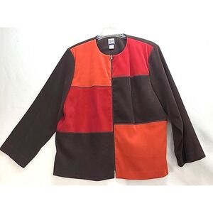 Vintage JM Collection Patchwork Faux Suede‎ Full Zip Jacket XL